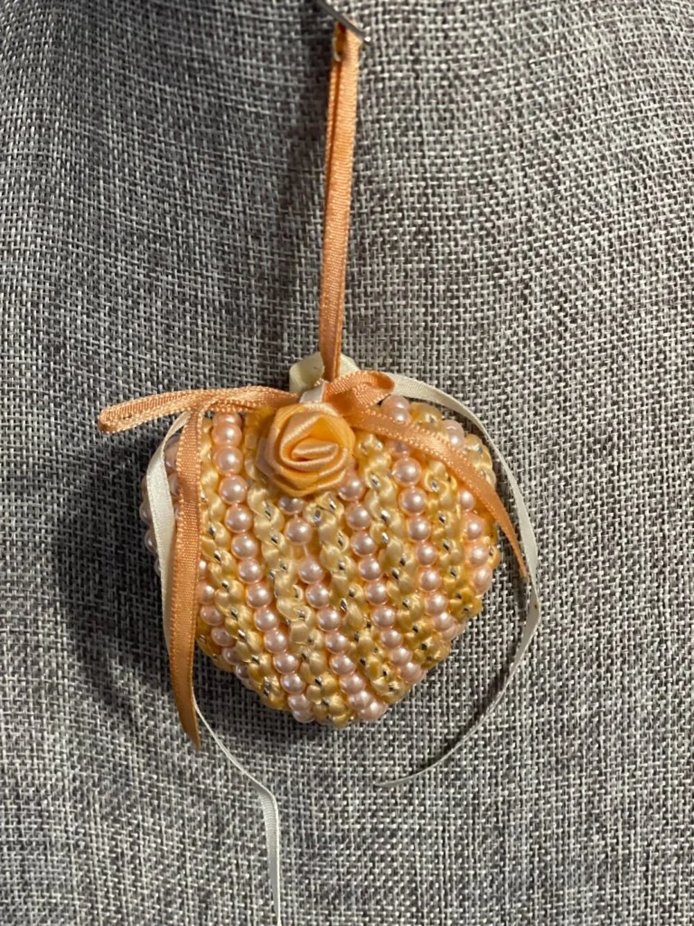Vintage Handmade Crochet Pale Pink Christmas Ornaments, Set of 9